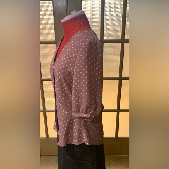 Peplum polka-dot button up blouse - Picture 3 of 4